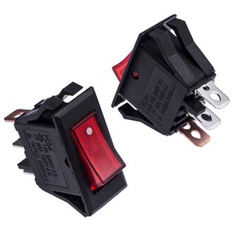Клавишный переключатель KCD3-101N-C2-R/3P on-off / красный с подсветкой 220В