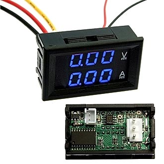 Щитовой цифровой прибор 0-100V 0-10A Blue