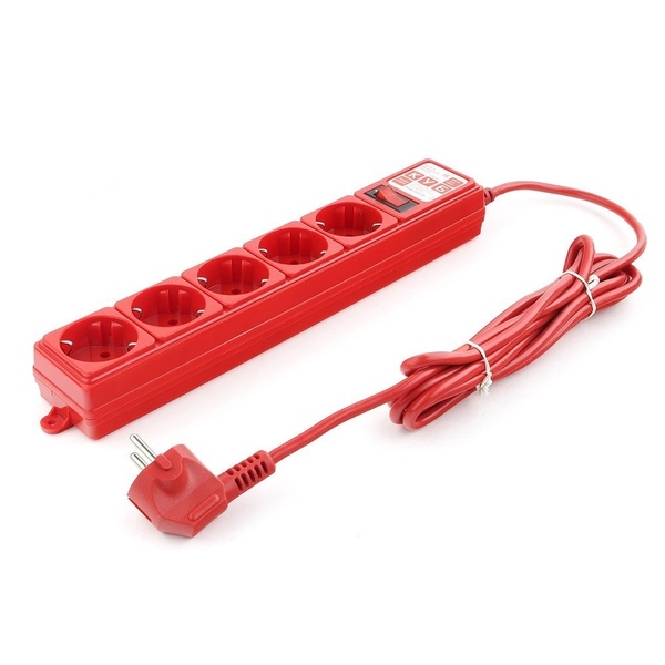 сетевой фильтр PowerCube SPG-MXTR-14 3м 5 розеток, красный 10А/2,2кВт