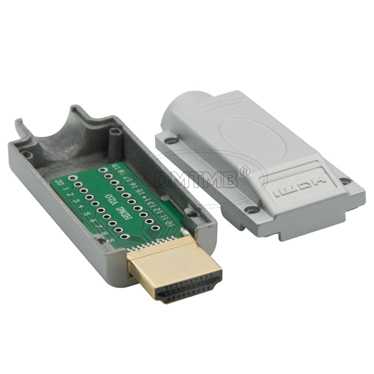 Переходник HDMI-MV2.0 / штекер с металлическим корпусом, серый