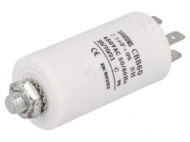 Конденсатор пусковой 2.5uF 450V 5% / CBB60E-2.5/450
