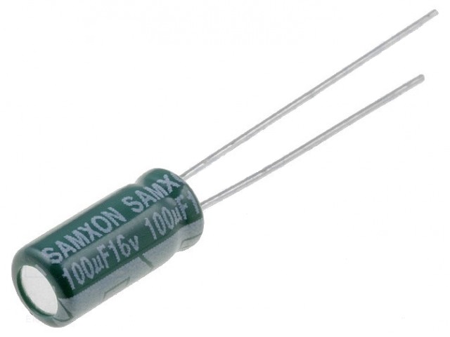 Конденсатор электролитический 100uF 16V 20% 105C / GF100/16