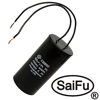 Пусковой конденсатор CBB60 60uF 450V WIRE (SAIFU)