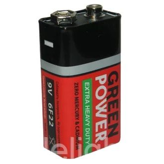 Батарейка GREEN POWER 9V/R22 / угольно-цинковая, 6F22, 6LR61, 9В