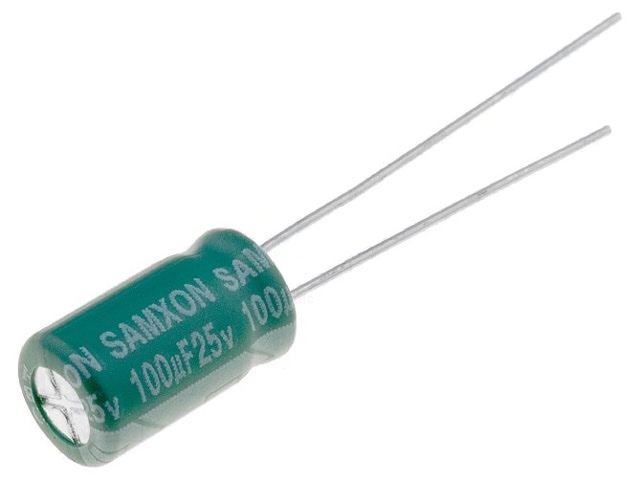 Конденсатор электролитический низкий импеданс 100uF 25V 20% / GF100/25