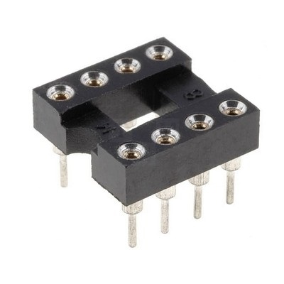 Панелька для микросхем GOLD-8P / 8pin, 2.54 шаг, 7.62 ряд, цанга