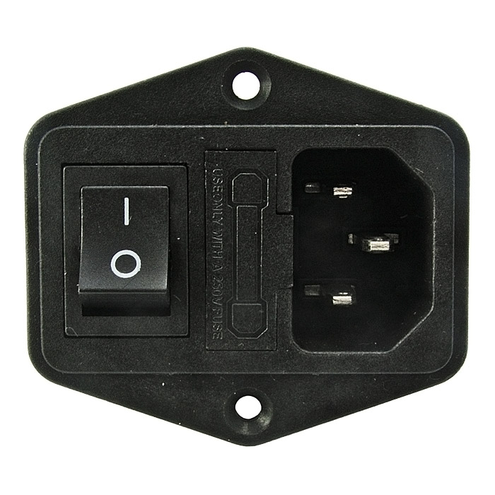 Разъем питания AC-014 / розеточный блок типа IEC320 с выключателем и предохранителем