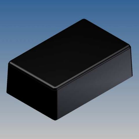 Корпус 10013-B.9 / 109x69.5x40 черный, со стойками для плат и отсеком для 2 батарей "Крона"