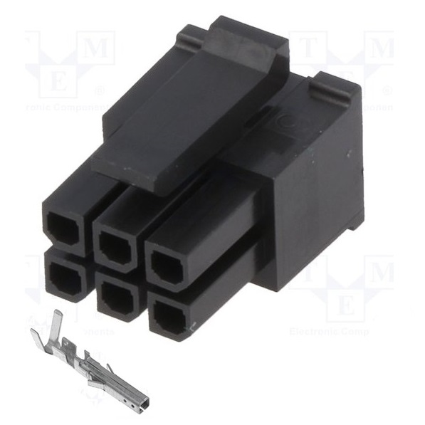 Разъём питания низковольтный MX-43025-0600-T / 0430250600, розетка MMF-2x3F (Micro-Fit 3.0) 6pin шаг 3 на кабель c контактами