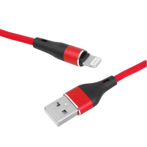 Шнур USB LX8570R / штекер USB на штекер iPhone, 1м, красный