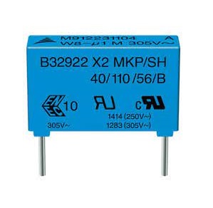 Конденсатор плёночный B32922C3104K фильтр X2 0.10uF 20% 305V e:15mm
