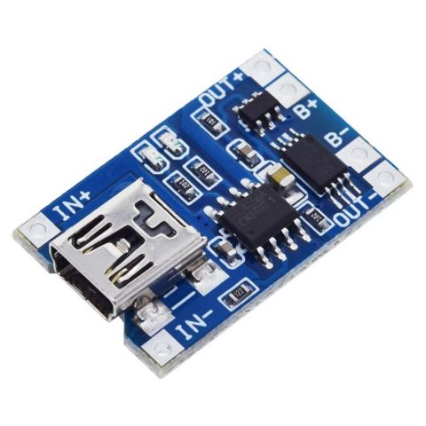 Модуль MOD-TP4056-MUSB-P / зарядки Li-Ion акк. на TP4056, разъем Mini USB, Ucc=5V, Imax=1A с защитой