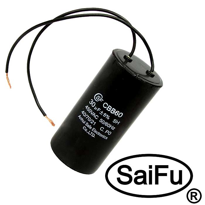 Пусковой конденсатор CBB60 30uF 450V WIRE (SAIFU)