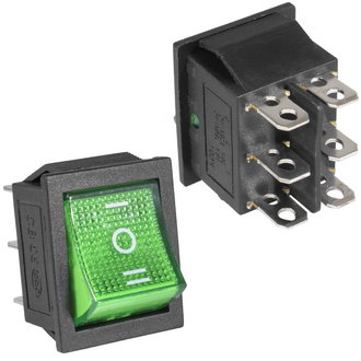 Клавишный переключатель KCD4-203N-C6-G/6P on-off-on