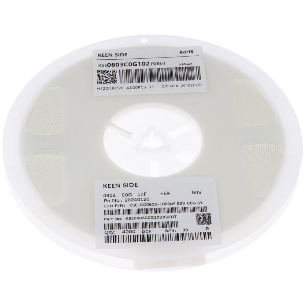 Конденсатор KSE-CC0603-1000pF 50V C0G 5%