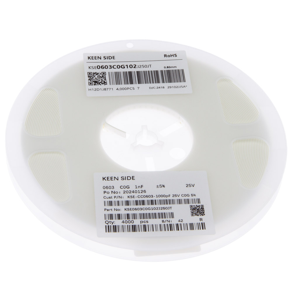Конденсатор KSE-CC0603-1000pF 25V C0G 5%