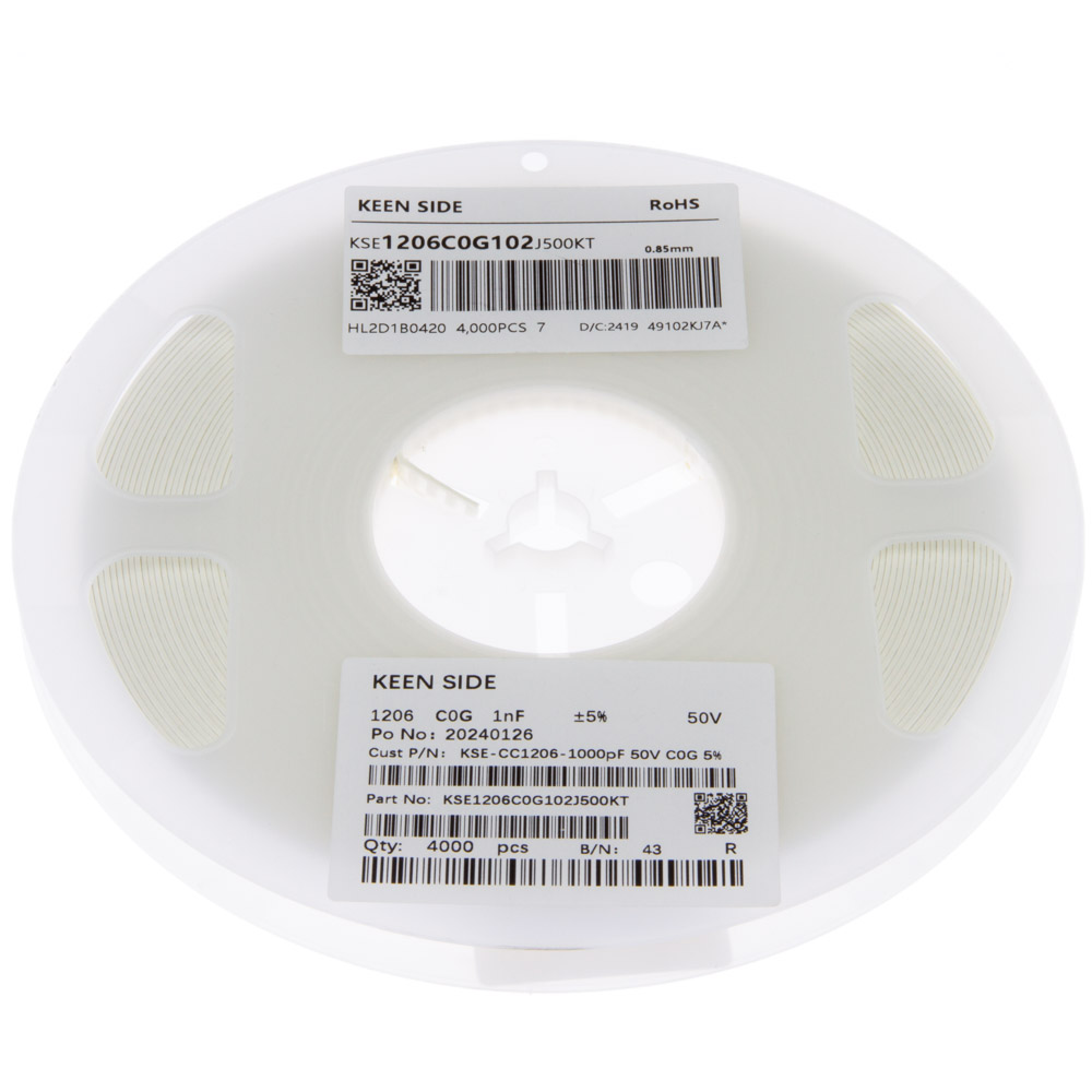 Конденсатор KSE-CC1206-1000pF 50V C0G 5%