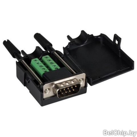 Разъём D-SUB DB9-M / вилка 9pin с клеммником в корпусе