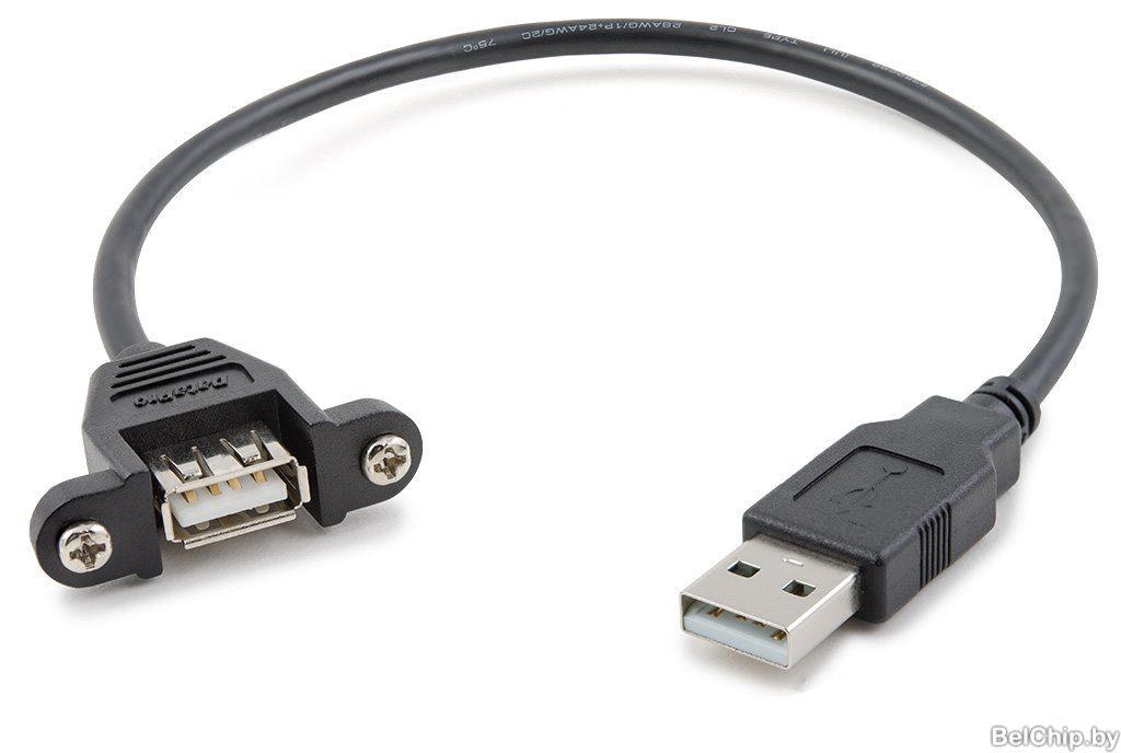 Шнур CAB-USB-M-F-05 / штекер USB-A 2.0 на гнездо USB-A 2.0, на панель, 0.5м