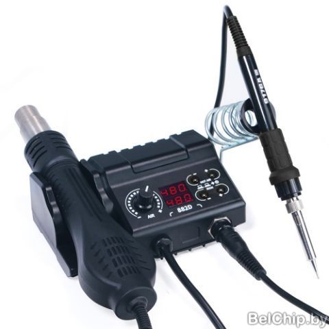 Паяльная станция YIHUA 882D / Фен 750Вт, 100-480°C ±1°C, 120л/мин, Паяльник 60Вт, 200-480°C ±1°C