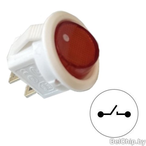 Клавишный переключатель SMRS-101-2 R/W белый корпус / с фиксацией ON-OFF, красный без подсветки
