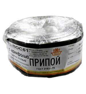 Припой ПОС61 ТР 2.0мм, бухта 1 кг