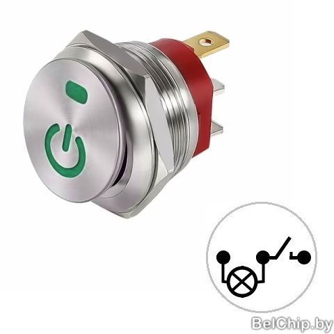 Клавишный переключатель BUT-22MM-GREEN POWER 12-24V