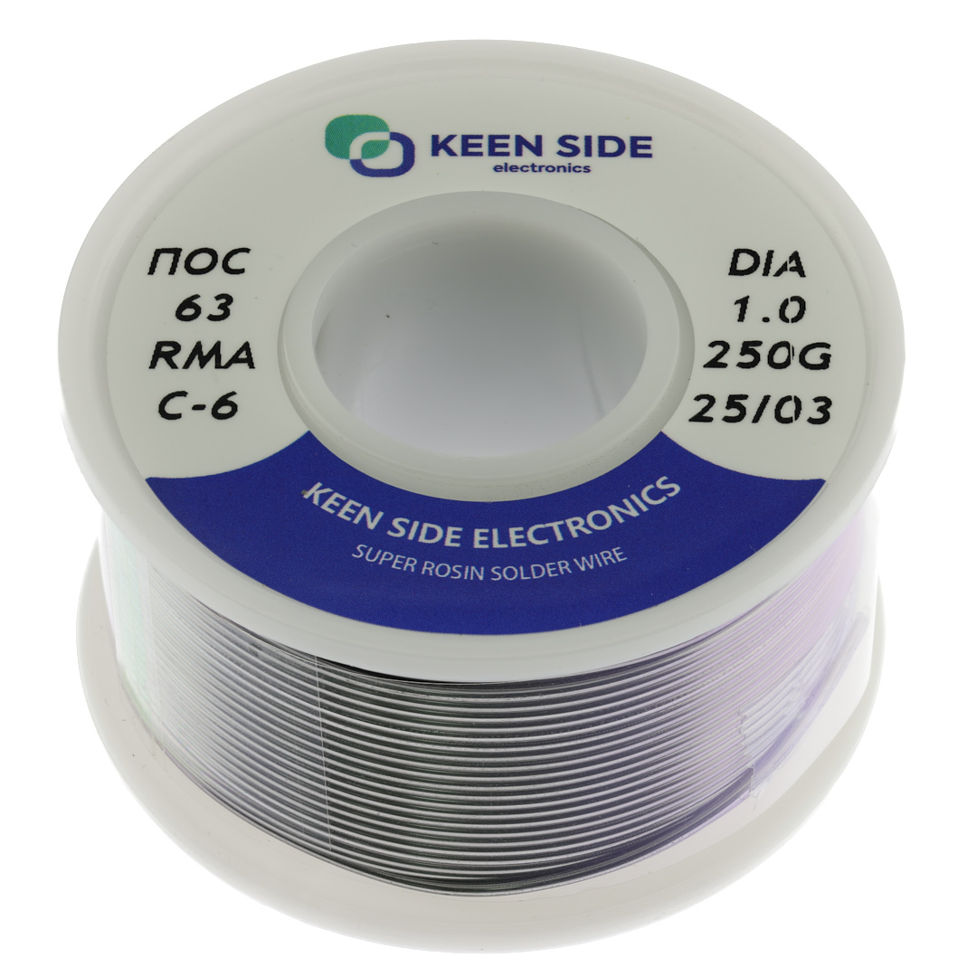 Припой Sn63/Pb37-d1.0-250g flux RMA KS-6 ПОС 63