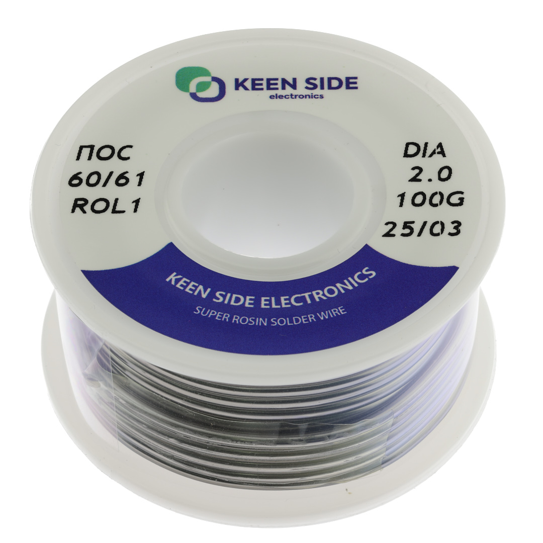 Припой Sn60/Pb40-d2.0-100g flux ROL1 ПОС 60/61