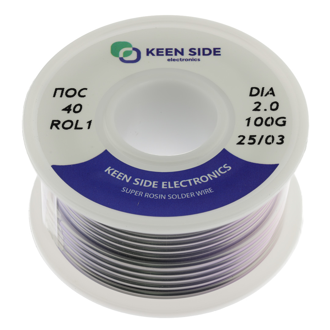Припой Sn40/Pb60-d2.0-100g flux ROL1 ПОС 40