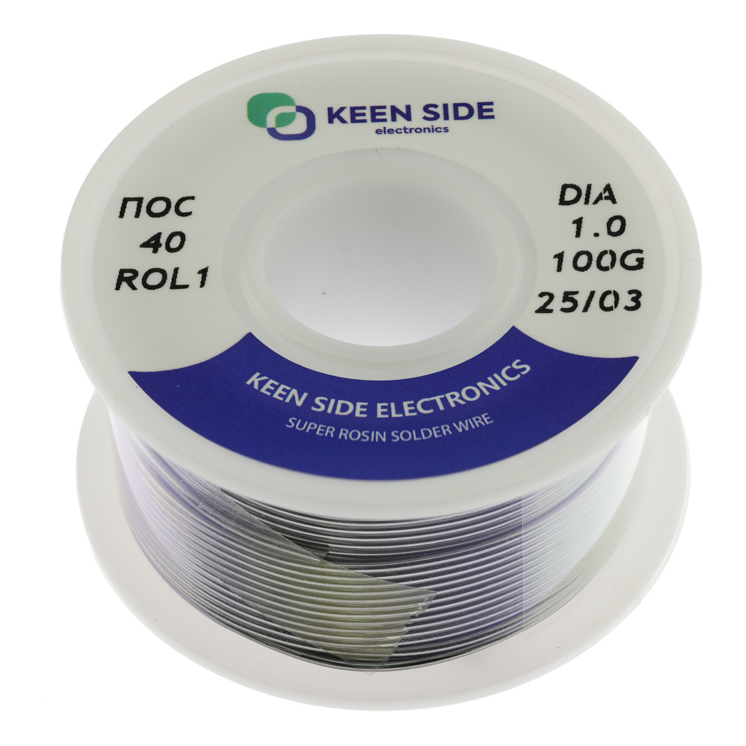 Припой Sn40/Pb60-d1.0-100g flux ROL1 ПОС 40