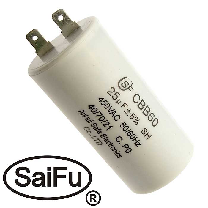 Пусковой конденсатор CBB60 25uF 450V (SAIFU)