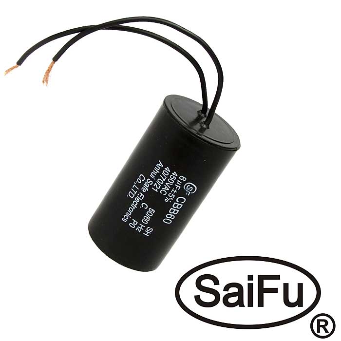Пусковой конденсатор CBB60 8uF 450V WIRE (SAIFU)