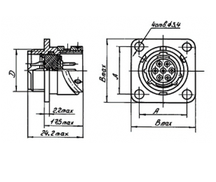 Разъем цилиндрический РБМ4-4-2Г1В