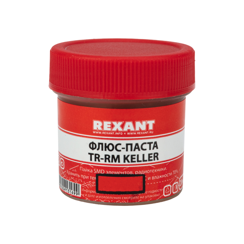 Флюс для пайки, паста TR-RM KELLER, 20мл, банка REXANT