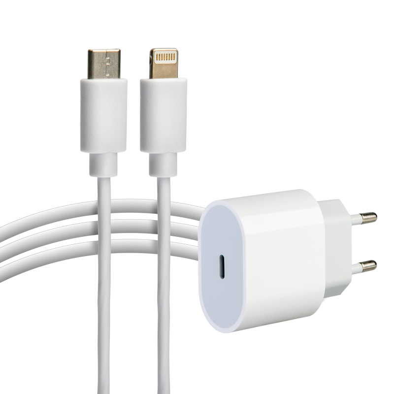 Сетевое зарядное устройство USB-C, 20Вт в комплекте с кабелем USB-C – Lightning REXANT