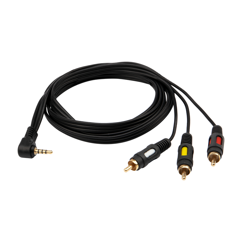 Шнур стерео 3,5мм 4C – 3 RCA, 1,5м, двухцветный штекер позолоченный REXANT