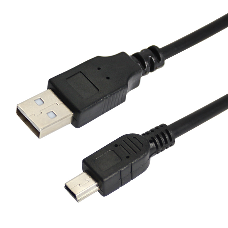 Кабель USB-A – mini USB, 1А, 0,2м, ПВХ, черный