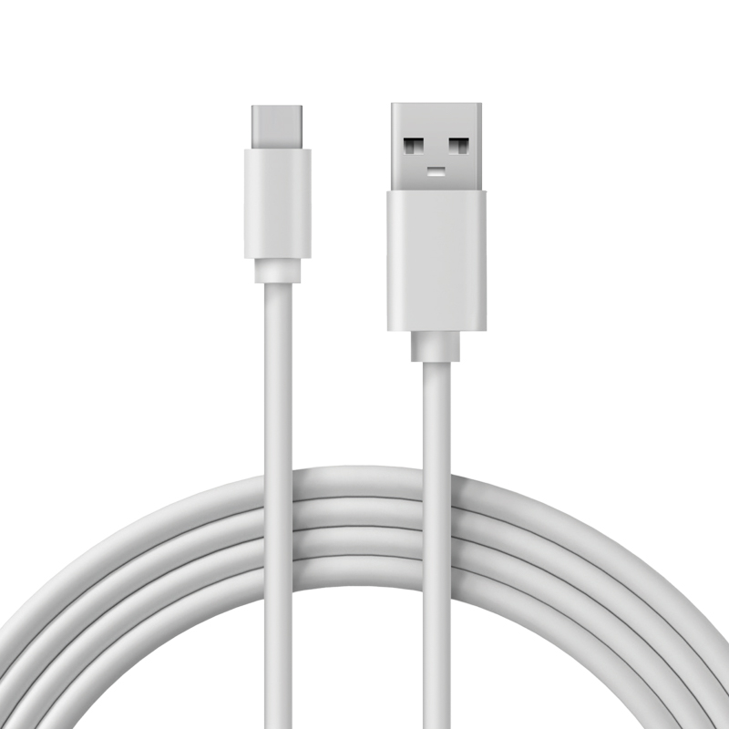 Кабель USB-A – Type-C, 3A, 2м, ПВХ, белый