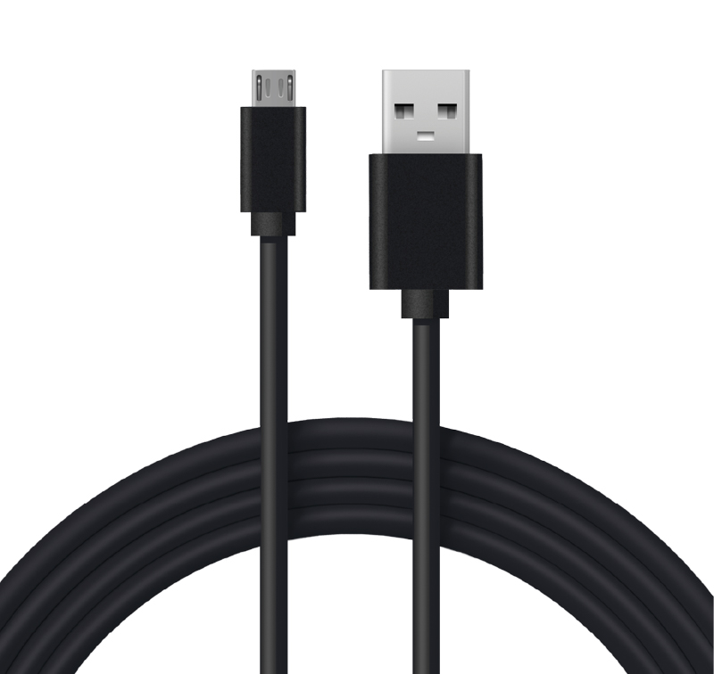 Кабель USB-A – micro USB, 1А, 1м, ПВХ, черный