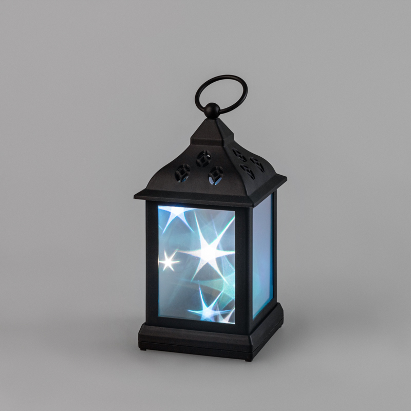 Декоративный фонарь 11х11х22,5 см, черный корпус, цвет свечения RGB с эффектом мерцания NEON-NIGHT